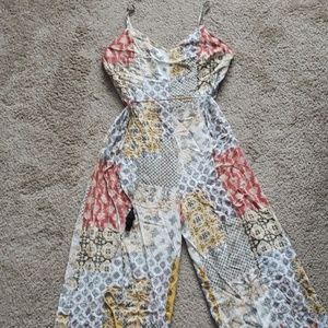 Boho/hippie yellow/white jumpsuit/romper